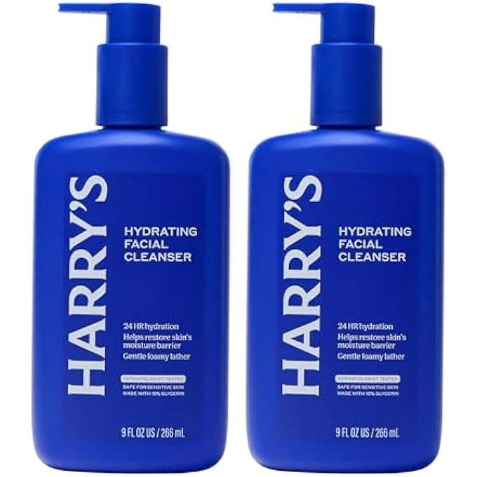 Harry's HARRYS HYDRATING FACIAL CLEANSER FOR MEN, GENTLE FACE WASH WITH 10% GLYCERIN, DERMATOLOGIST TESTED, 9 FL OZ, 2 PACK - Image 1